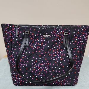 Kate Spade Black Jae Quilted Festive Confetti Tote Bag NWT